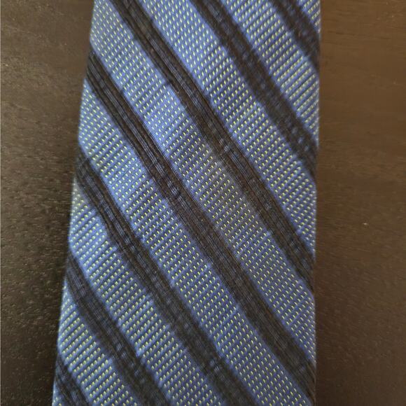 Vintage Christian Dior Jeune Homme Silk Tie Blue Diagonal Stripes USA Made - Picture 6 of 6